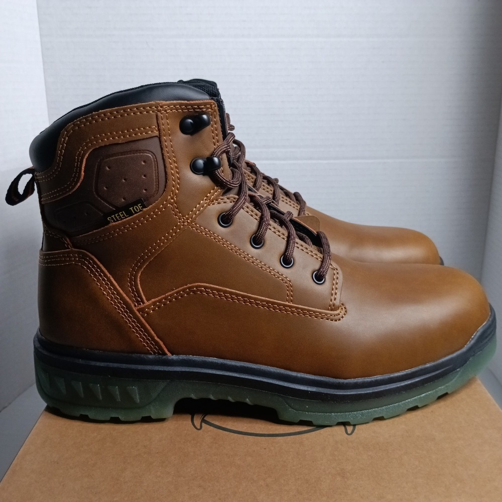 Brahma Men's Combustion 6" Steel Toe Work Boots Comfortable Tan Size 9.5 US